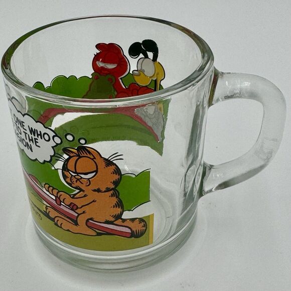 Vintage Garfield with Odie Characters McDonalds Glass Cup Mug 1980 Jim Davis - Picture 6 of 9